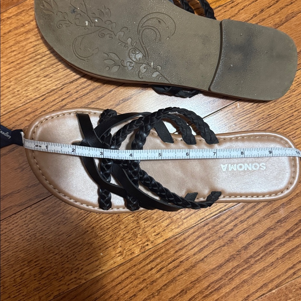 5/$25 Sonoma sz 7 Black and Tan Braided Women's Sandals - Picture 7 of 7